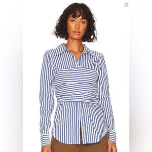 Veronica Beard Blue and White Striped Button Down Shirt